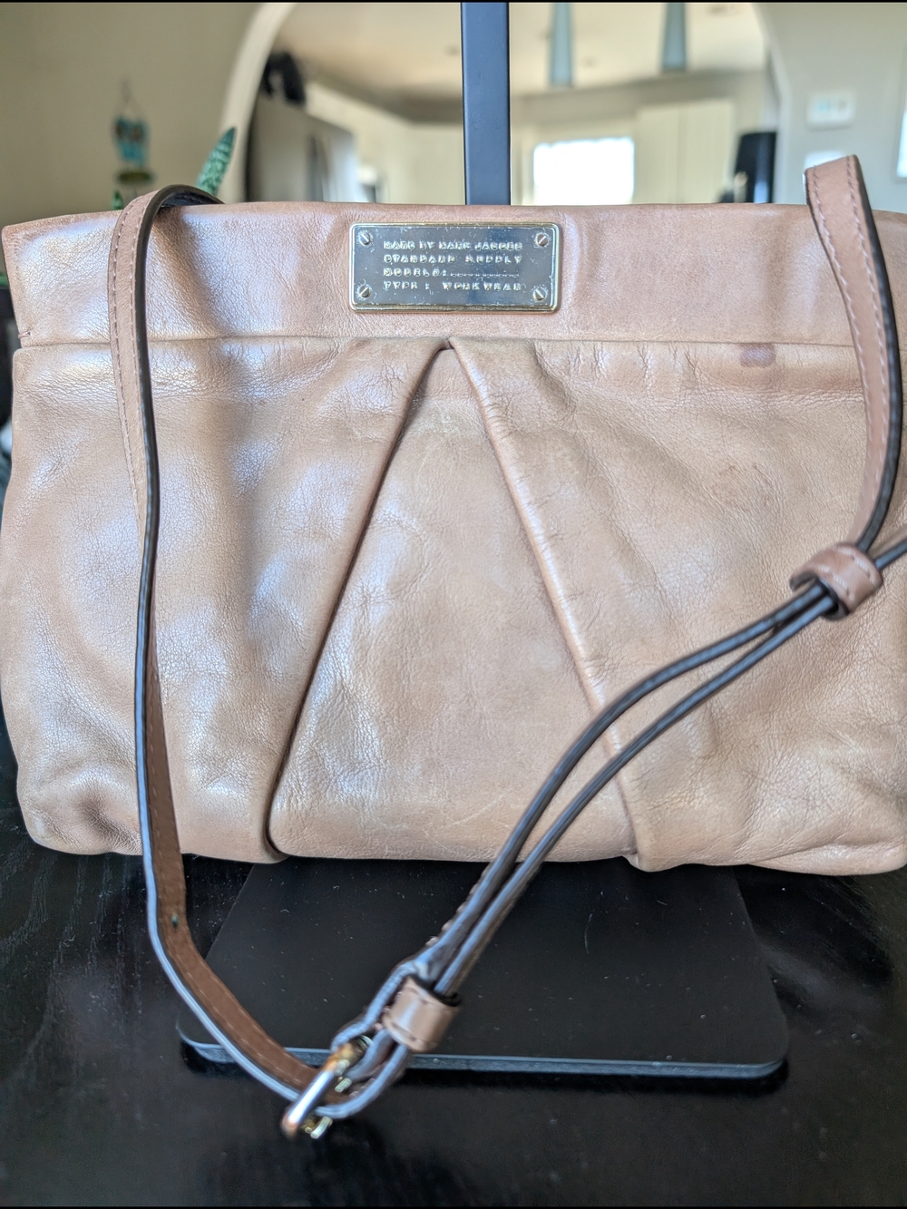 Marc Jacobs Tan Leather Pleated Crossbody